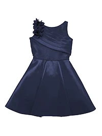 Little Girl's & Joan Flower Pleated Sleeveless Dress
