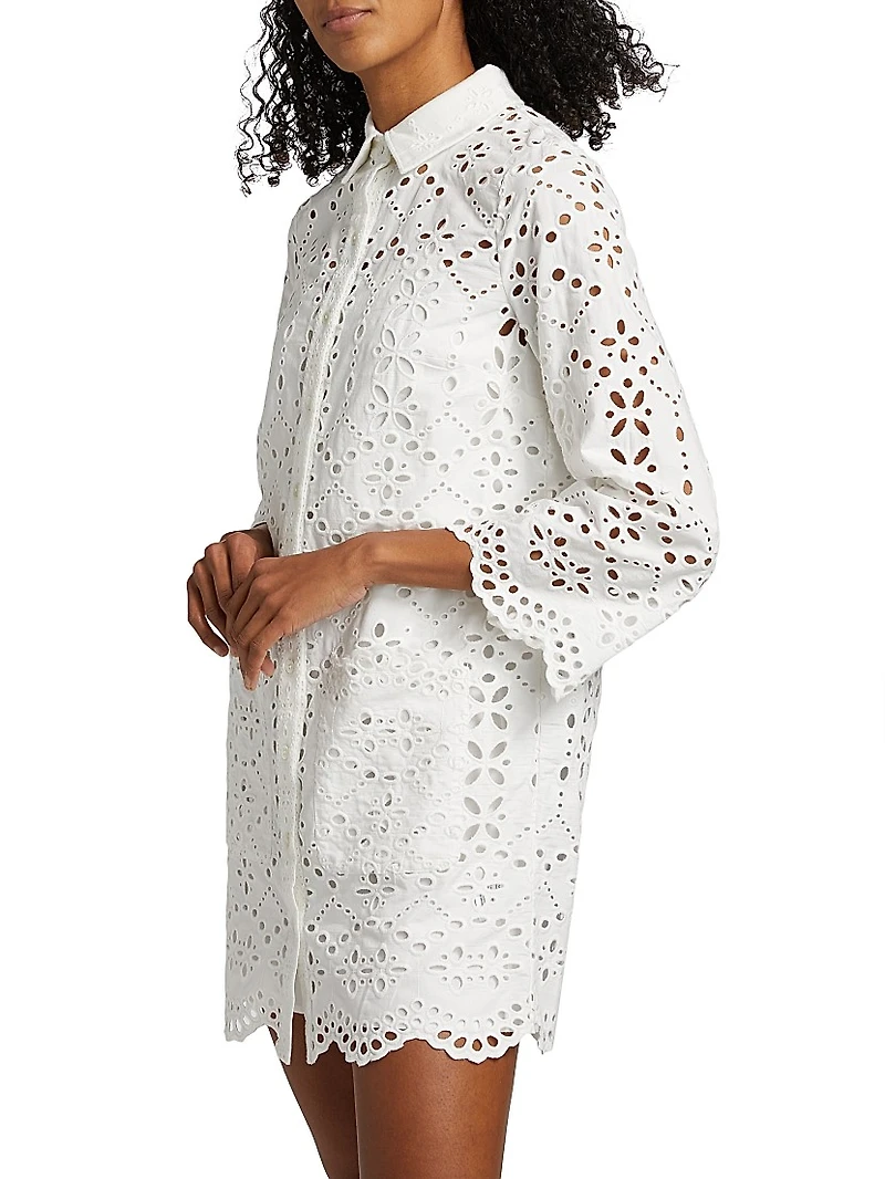 Sumatra Eyelet Cotton Mini Shirtdress