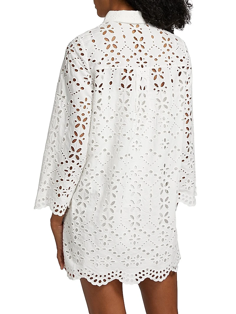 Sumatra Eyelet Cotton Mini Shirtdress