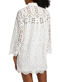 Sumatra Eyelet Cotton Mini Shirtdress