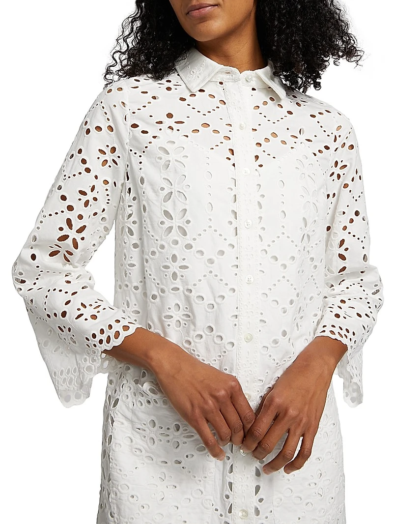 Sumatra Eyelet Cotton Mini Shirtdress
