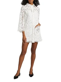 Sumatra Eyelet Cotton Mini Shirtdress