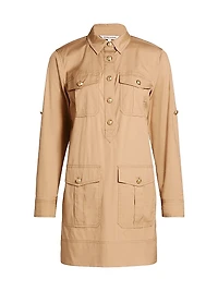 Saude Stretch Cotton Utilitarian Minidress