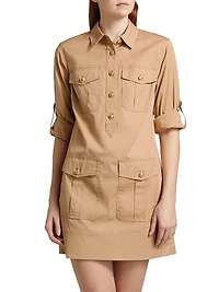 Saude Stretch Cotton Utilitarian Minidress