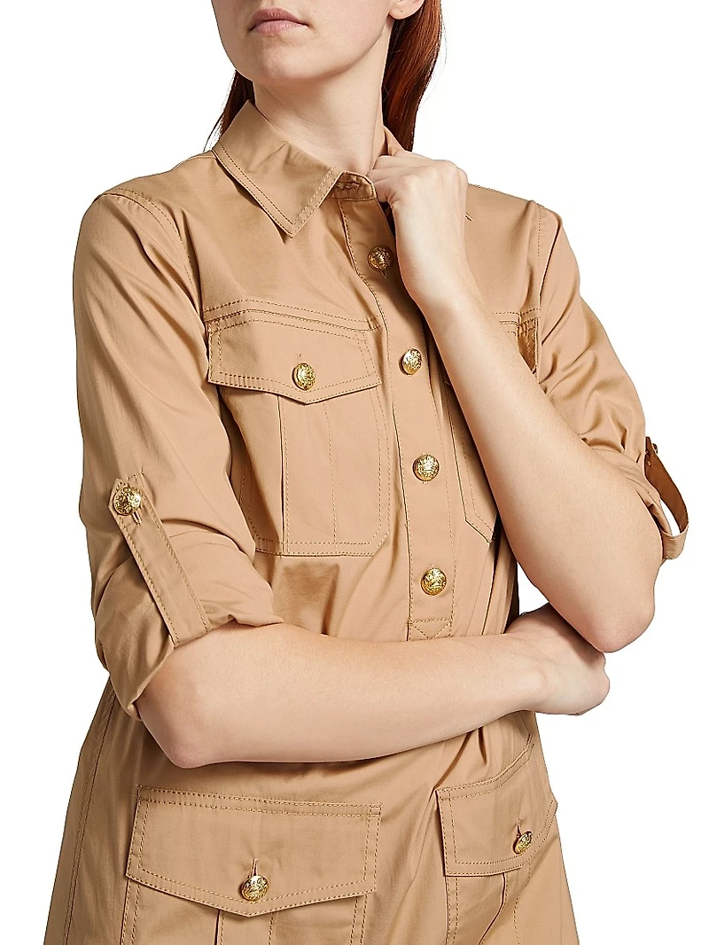 Saude Stretch Cotton Utilitarian Minidress