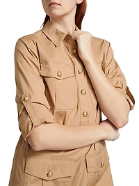 Saude Stretch Cotton Utilitarian Minidress