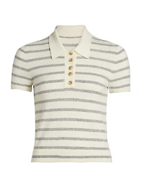 Brandt Striped Cashmere Polo Top