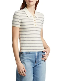 Brandt Striped Cashmere Polo Top