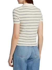 Brandt Striped Cashmere Polo Top