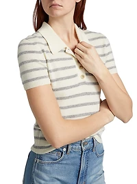 Brandt Striped Cashmere Polo Top