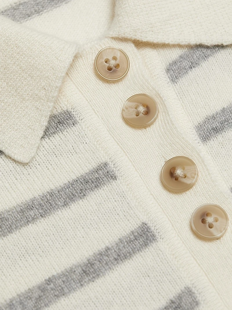 Brandt Striped Cashmere Polo Top