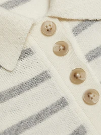 Brandt Striped Cashmere Polo Top