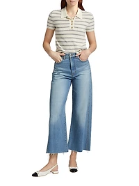 Brandt Striped Cashmere Polo Top