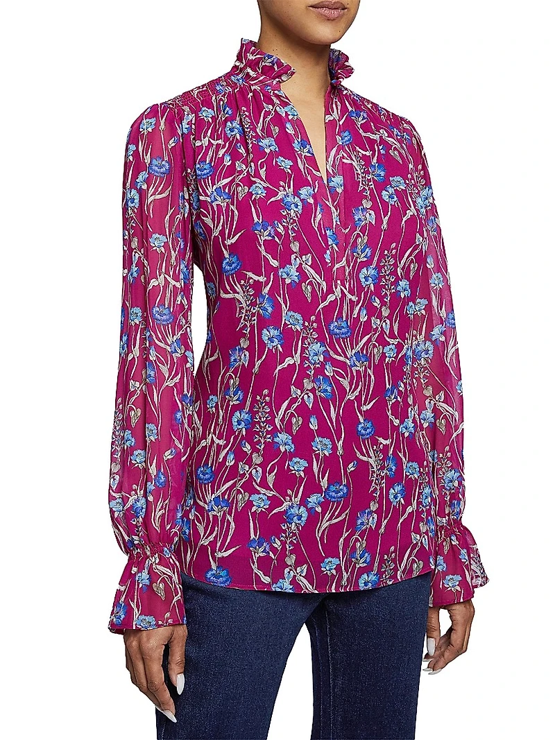 Ruffled Floral Georgette Blouse