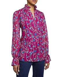 Ruffled Floral Georgette Blouse