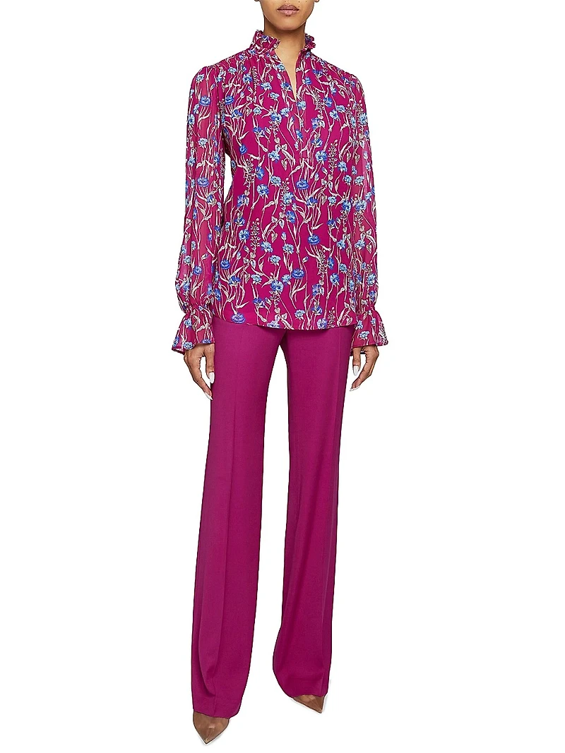 Ruffled Floral Georgette Blouse