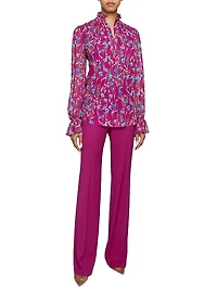 Ruffled Floral Georgette Blouse