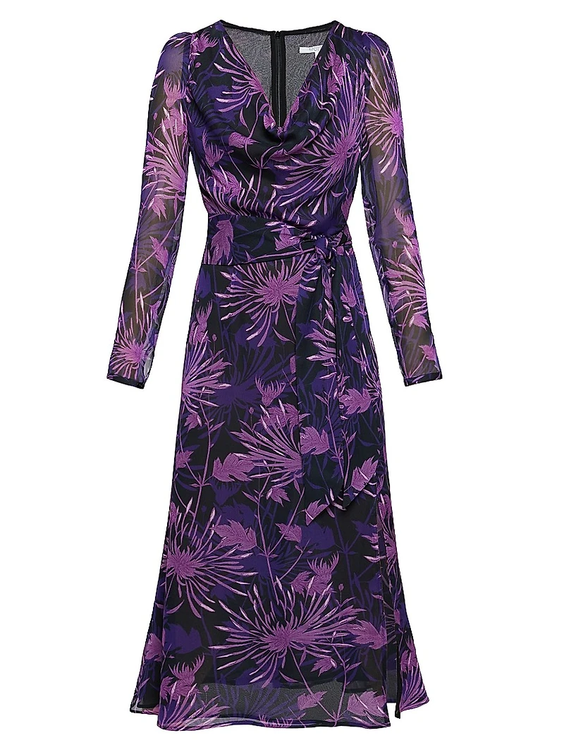 Floral Cowlneck Midi-Dress