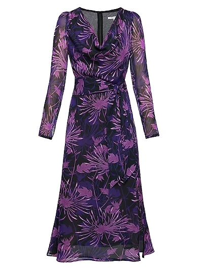 Floral Cowlneck Midi-Dress