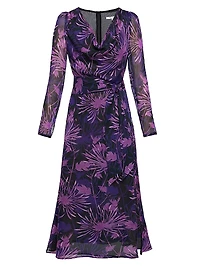 Floral Cowlneck Midi-Dress