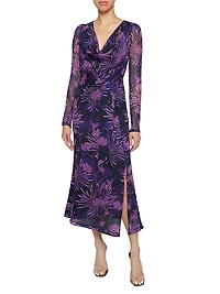 Floral Cowlneck Midi-Dress