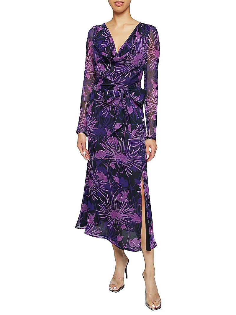 Floral Cowlneck Midi-Dress