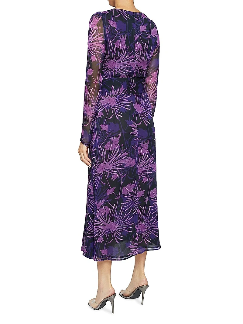 Floral Cowlneck Midi-Dress