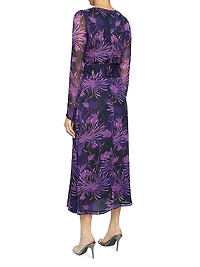 Floral Cowlneck Midi-Dress