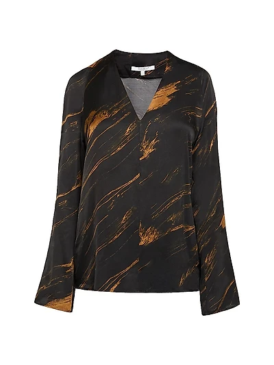Printed V-Neck Blouse