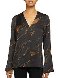 Printed V-Neck Blouse