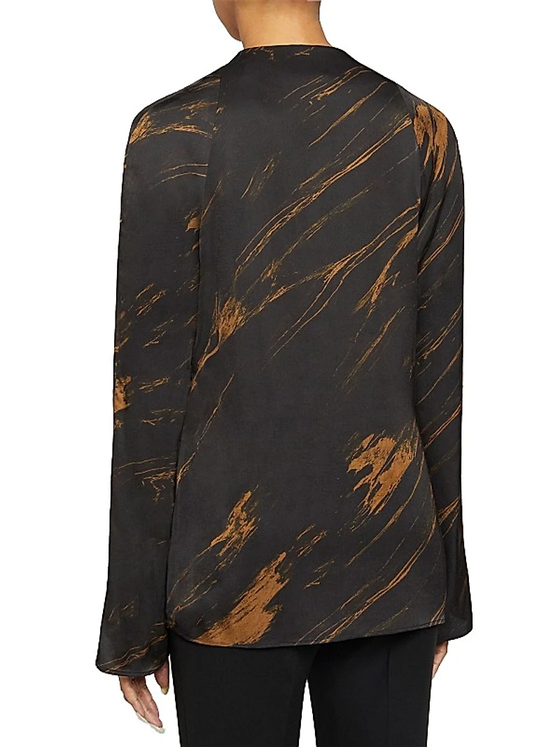 Printed V-Neck Blouse