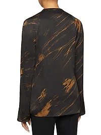 Printed V-Neck Blouse