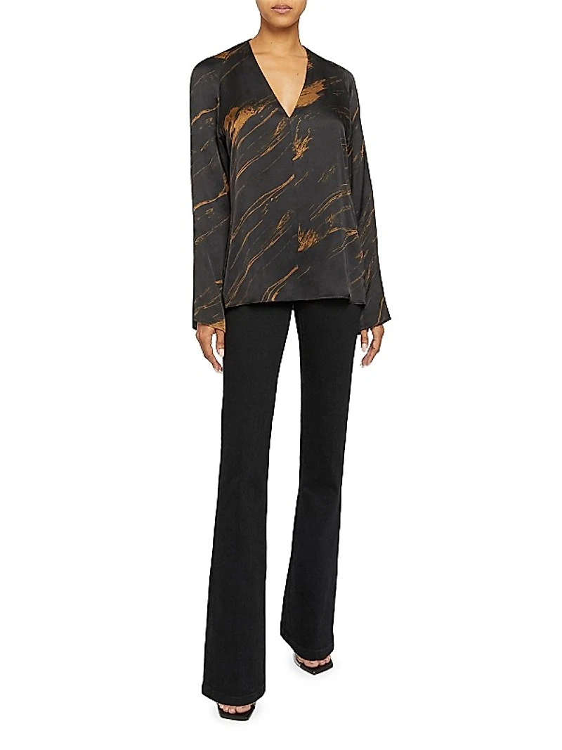 Printed V-Neck Blouse