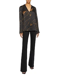 Printed V-Neck Blouse