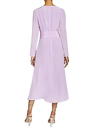 Cowlneck Silk A-Line Midi-Dress