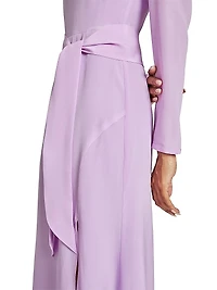 Cowlneck Silk A-Line Midi-Dress