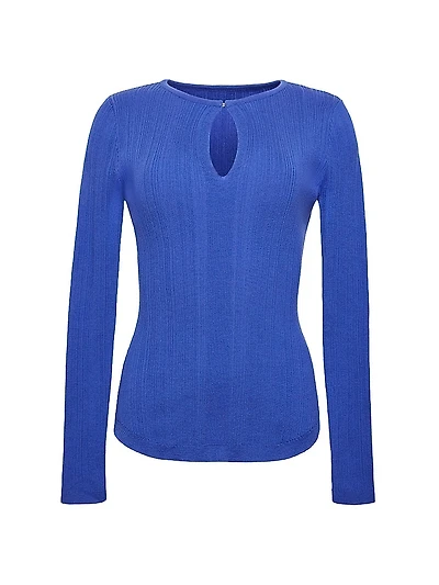 Ribbed Wool Long-Sleeve Top