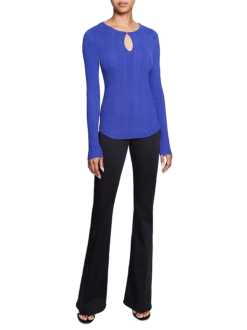 Ribbed Wool Long-Sleeve Top
