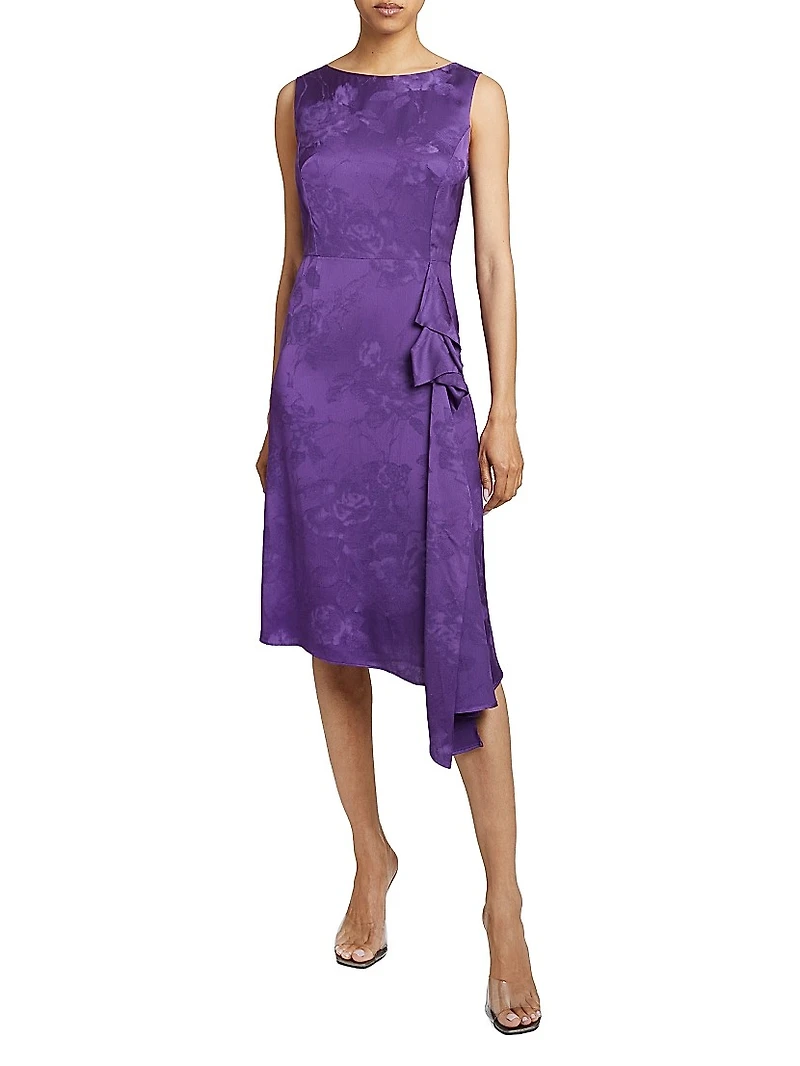 Floral Jacquard Midi-Dress