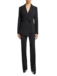 Virgin Wool-Blend Asymmetric Blazer