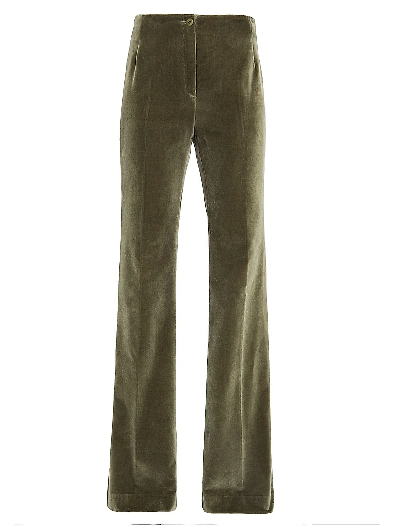 Velvet High-Waist Flared Pants