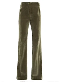 Velvet High-Waist Flared Pants