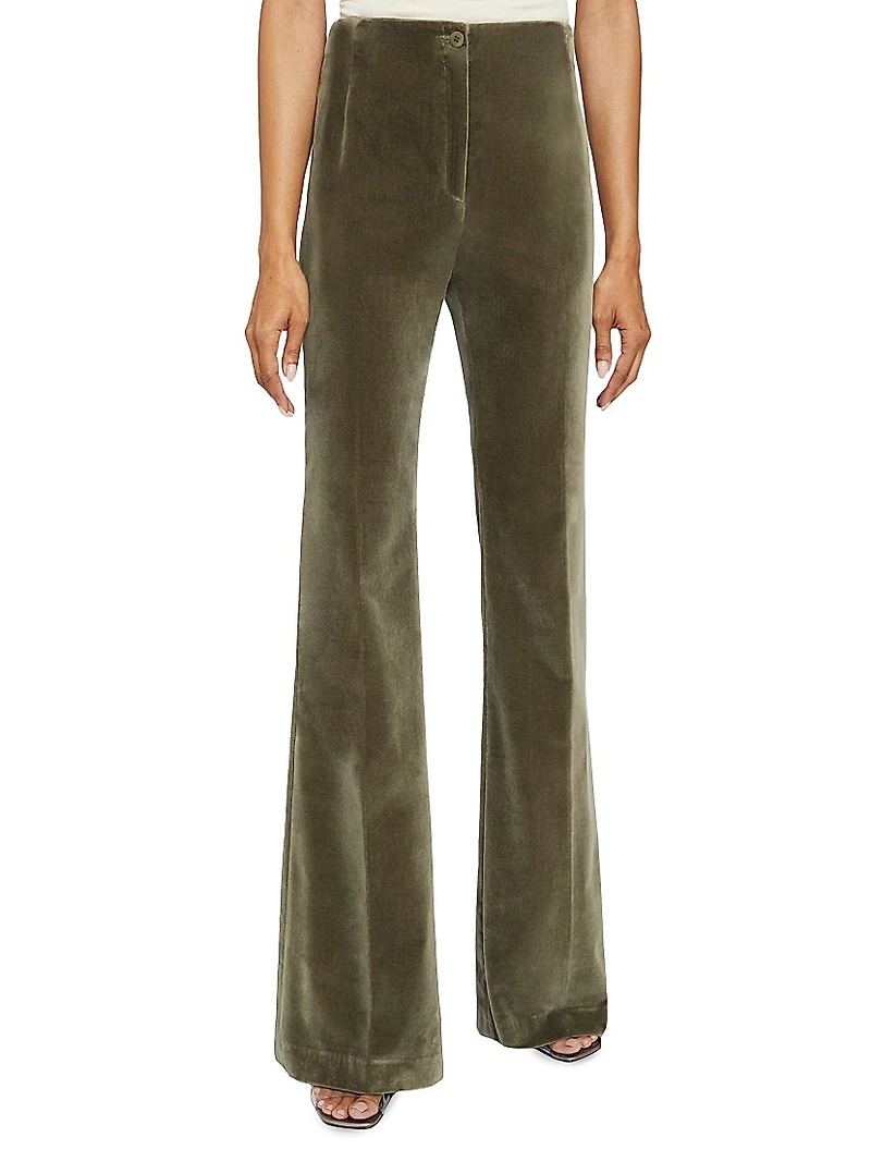 Velvet High-Waist Flared Pants