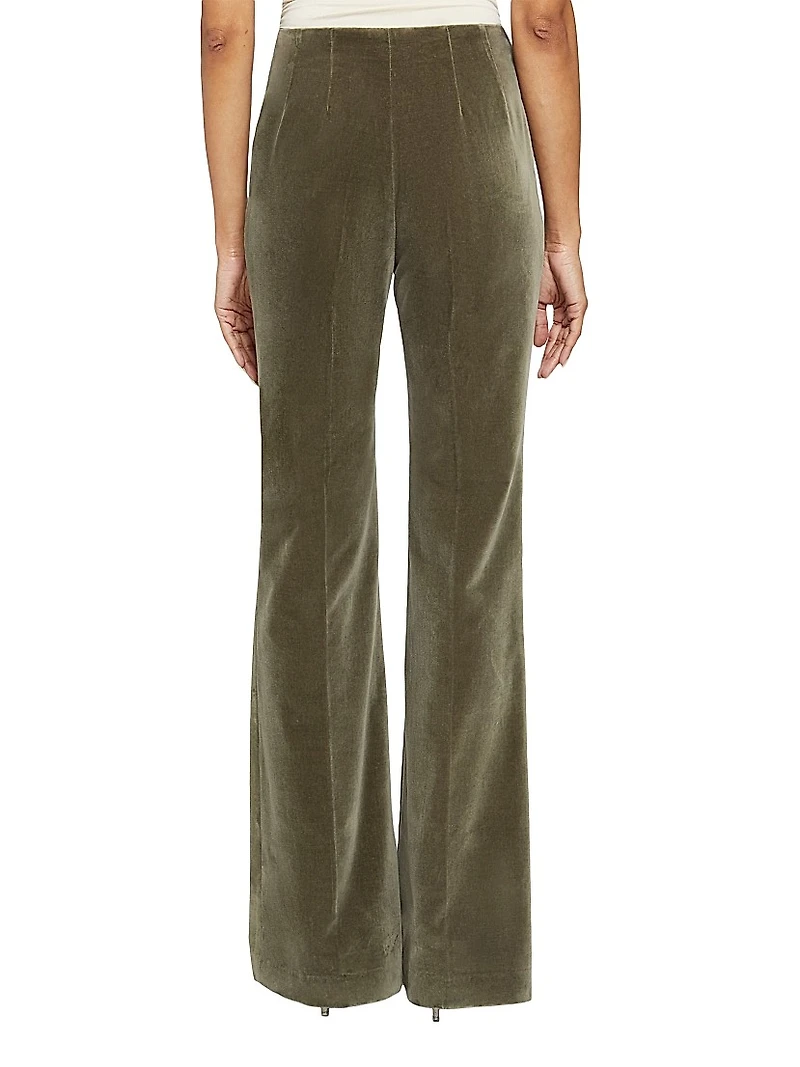 Velvet High-Waist Flared Pants