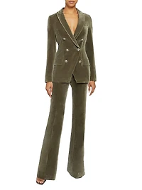 Velvet High-Waist Flared Pants