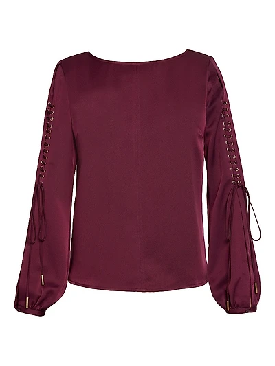 Crepe Lattice-Sleeve Top