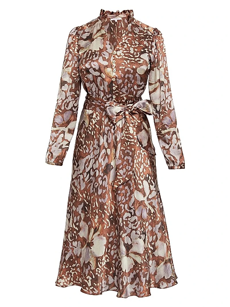 Floral Silk-Blend Charmeuse Dress
