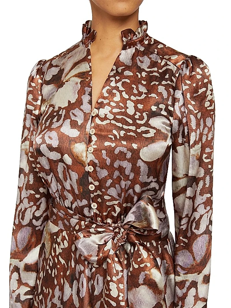 Floral Silk-Blend Charmeuse Dress