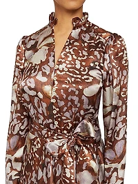Floral Silk-Blend Charmeuse Dress