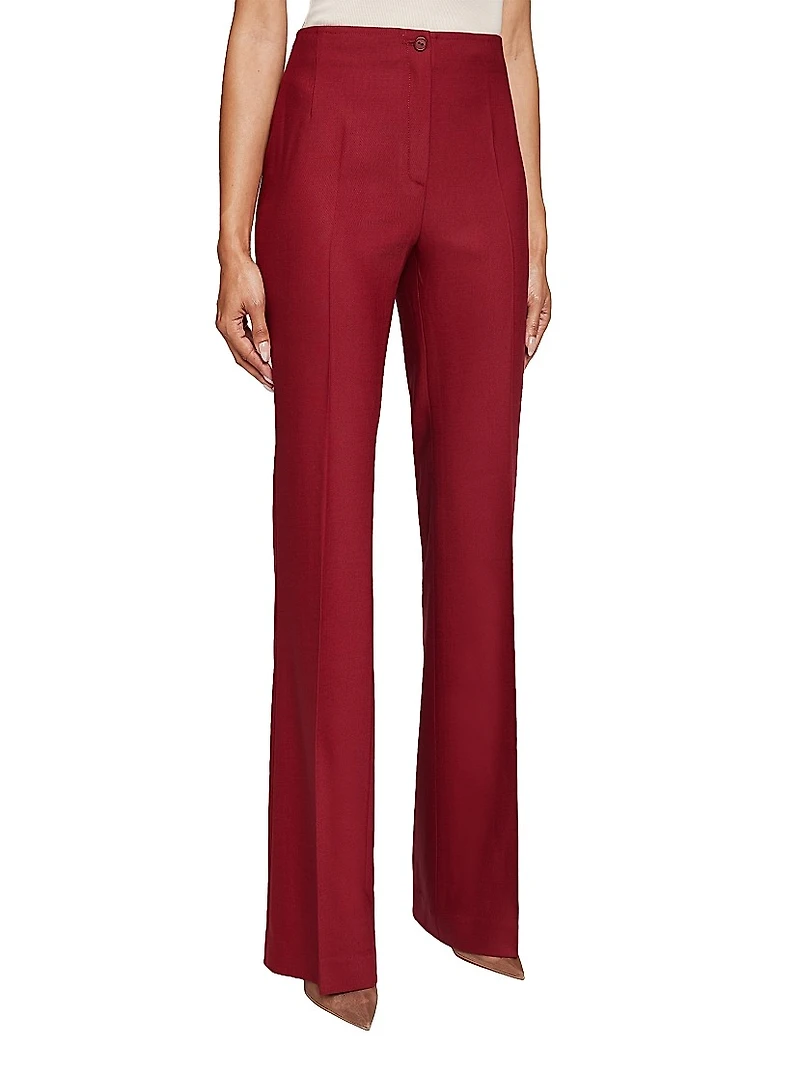 Stretch Wool Flared-Leg Pants